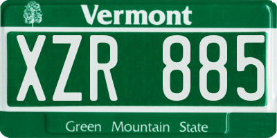 VT license plate XZR885