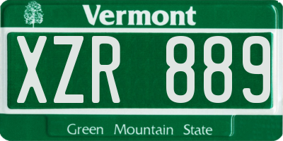 VT license plate XZR889