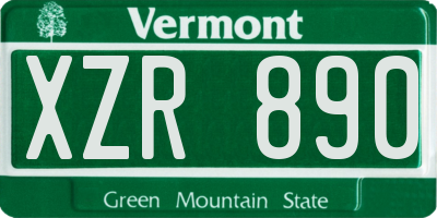 VT license plate XZR890