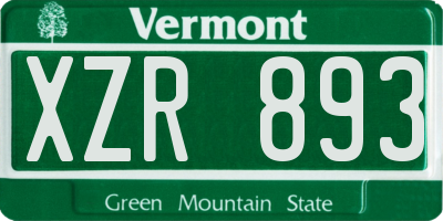 VT license plate XZR893