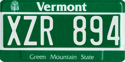 VT license plate XZR894