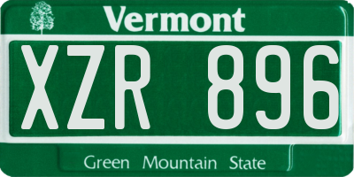 VT license plate XZR896