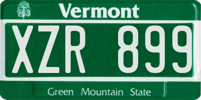 VT license plate XZR899