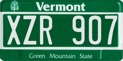 VT license plate XZR907