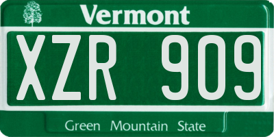 VT license plate XZR909