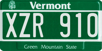 VT license plate XZR910
