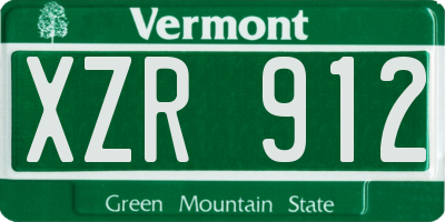 VT license plate XZR912