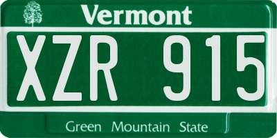 VT license plate XZR915