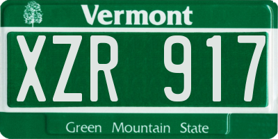 VT license plate XZR917