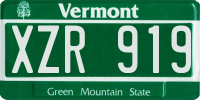 VT license plate XZR919
