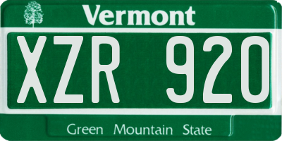 VT license plate XZR920
