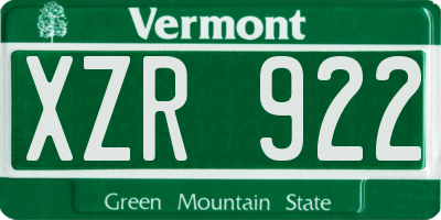 VT license plate XZR922