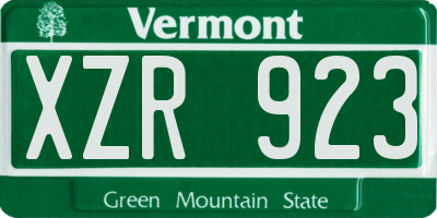 VT license plate XZR923