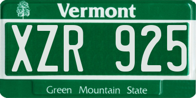 VT license plate XZR925