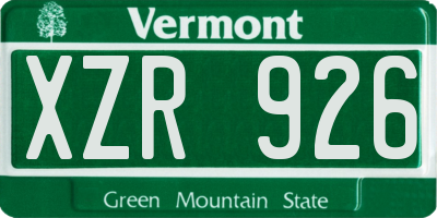 VT license plate XZR926