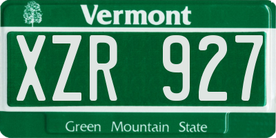 VT license plate XZR927