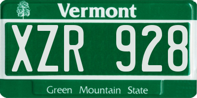 VT license plate XZR928