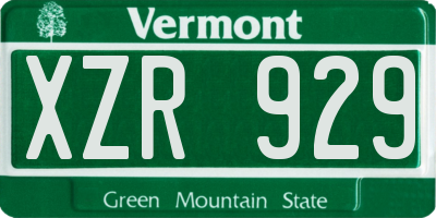 VT license plate XZR929