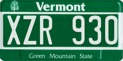 VT license plate XZR930