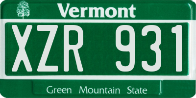 VT license plate XZR931