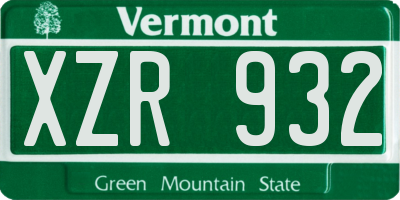VT license plate XZR932