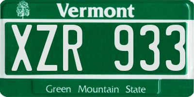 VT license plate XZR933