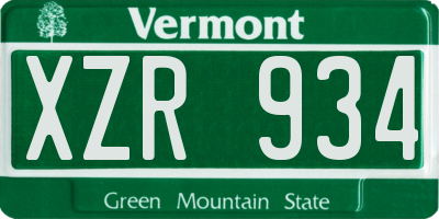 VT license plate XZR934