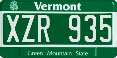 VT license plate XZR935