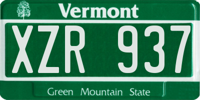 VT license plate XZR937