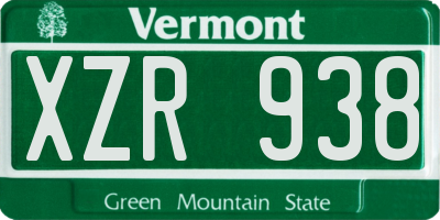 VT license plate XZR938