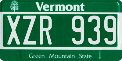 VT license plate XZR939