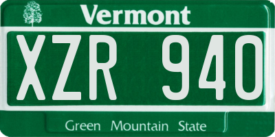 VT license plate XZR940