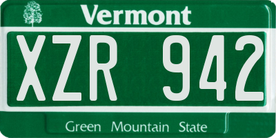 VT license plate XZR942