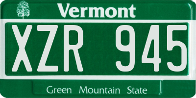 VT license plate XZR945