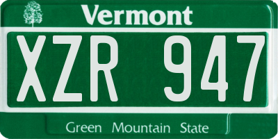 VT license plate XZR947