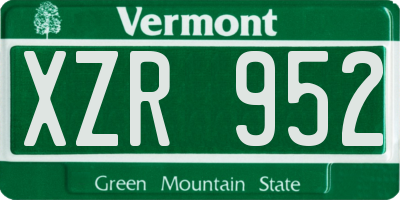 VT license plate XZR952