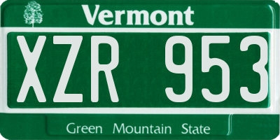 VT license plate XZR953