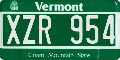 VT license plate XZR954