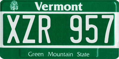 VT license plate XZR957