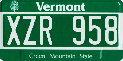 VT license plate XZR958