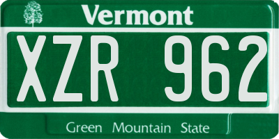 VT license plate XZR962