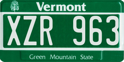 VT license plate XZR963