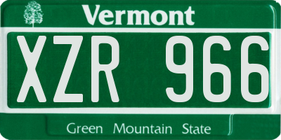VT license plate XZR966