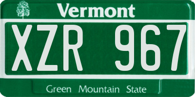 VT license plate XZR967