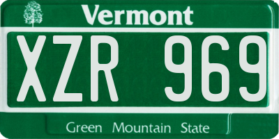 VT license plate XZR969