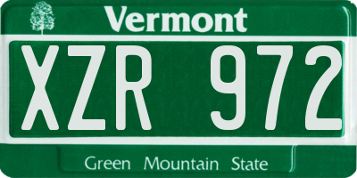VT license plate XZR972