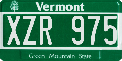 VT license plate XZR975