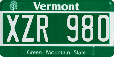 VT license plate XZR980