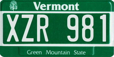 VT license plate XZR981