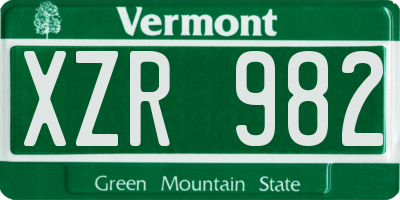 VT license plate XZR982